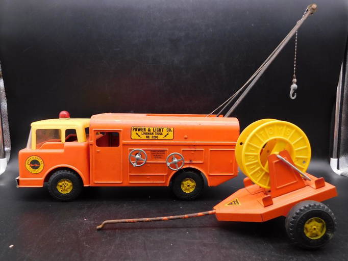 Power & Light Co. Lineman Truck And Trailer Toys Vintage Antique