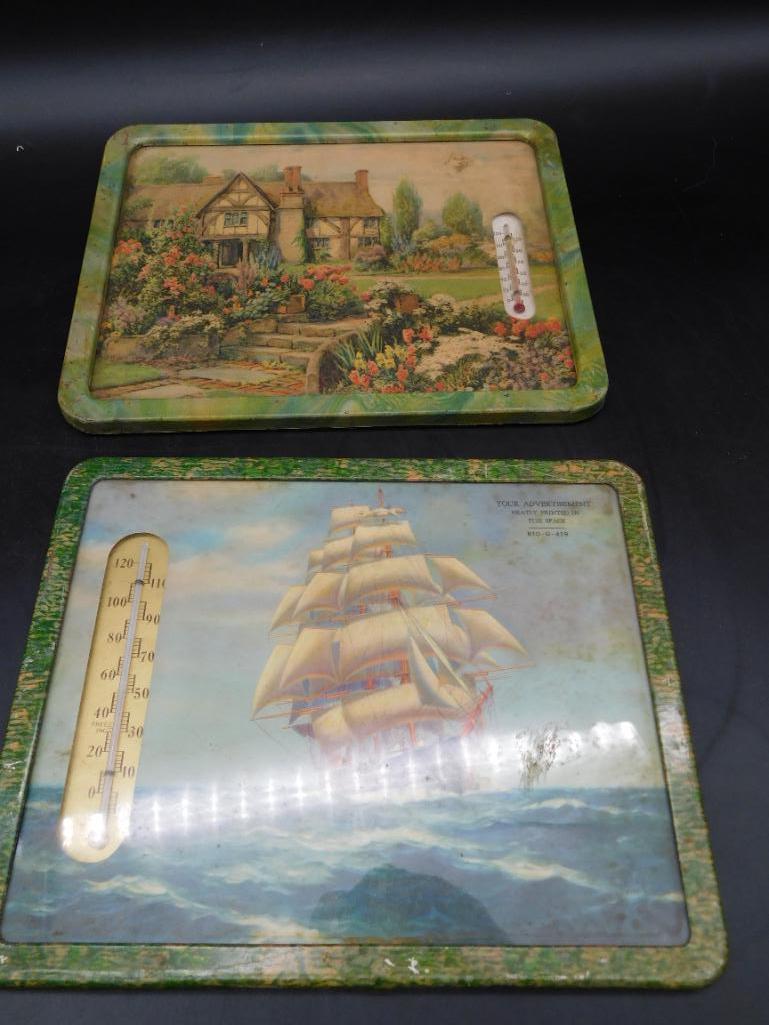 COTTAGE AND SHIP THERMOMETERS VINTAGE ANTIQUE: COTTAGE AND SHIP THERMOMETERS VINTAGE ANTIQUE
