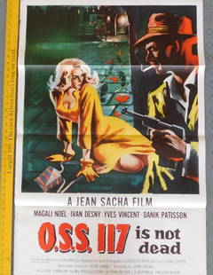 1957 O.S.S. 117 IS NOT DEAD 1 SHEET MOVIE POSTER VINTAGE ANTIQUE EPHEMERA: 1957 O.S.S. 117 IS NOT DEAD 1 SHEET MOVIE POSTER VINTAGE ANTIQUE EPHEMERA