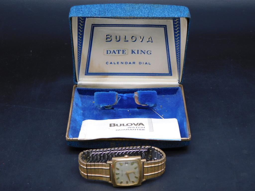 BULOVA DATE KING CALENDAR DIAL WATCH VINTAGE JEWELRY COLLECTIBLE: BULOVA DATE KING CALENDAR DIAL WATCH VINTAGE JEWELRY COLLECTIBLE