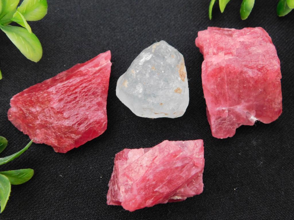 GEM RHODONITE AND RARE MOROCCAN BLUE SKY ROCK STONE LAPIDARY SPECIMEN (1 of 2)