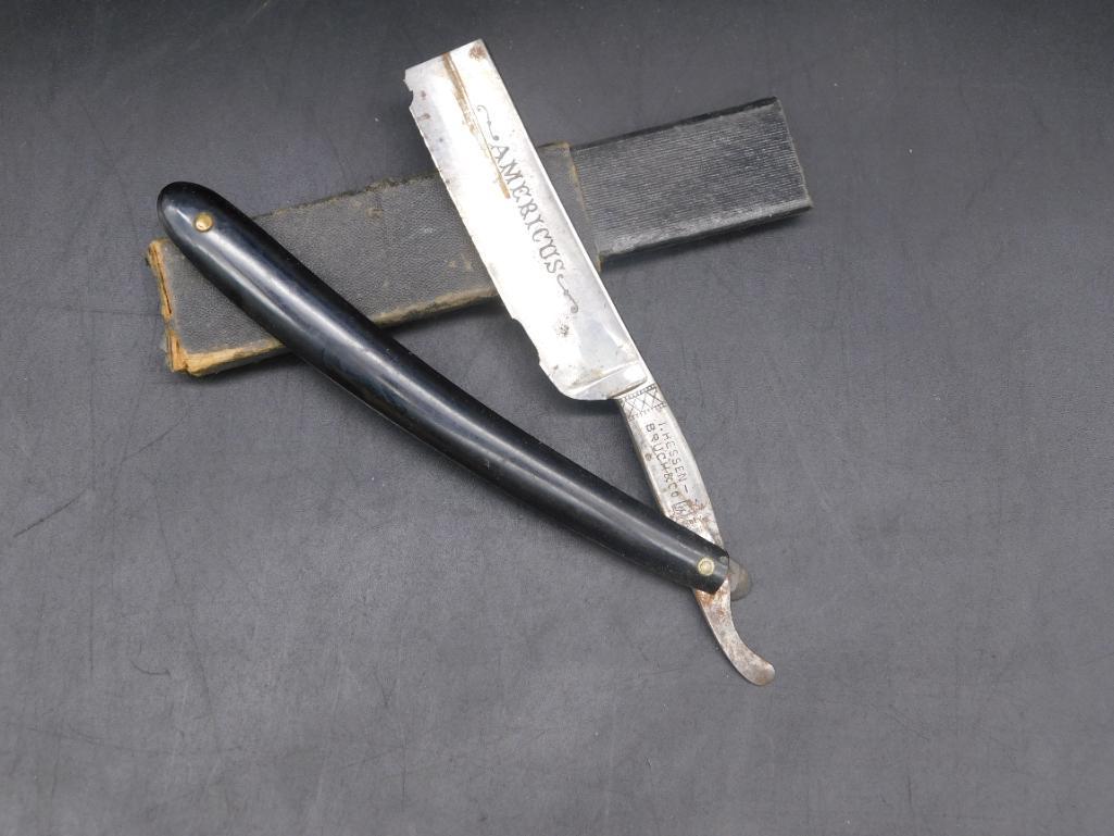 AMERICUS BARBER STRAIGHT RAZOR TOOL VINTAGE ANTIQUE (1 of 3)