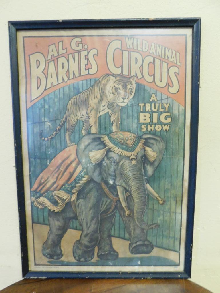 FRAMED AL G BARNES CIRCUS POSTER VINTAGE ANTIQUE ADVERTISING (1 of 5)