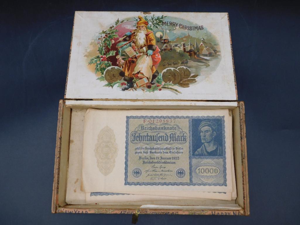 GERMAN REICHSBANKNOTES IN BOX NUMISMATIC VINTAGE ANTIQUE (1 of 12)
