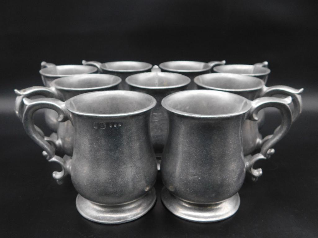 WILTON MOUNT JOY PA PEWTER DRINKING TANKARDS SET OF 9 VINTAGE ANTIQUE (1 of 4)
