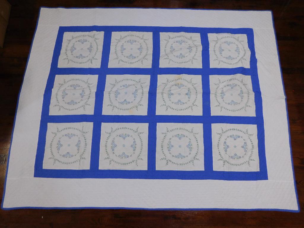75X94 HAND CRAFTED ANTIQUE QUILT: 75X94 HAND CRAFTED ANTIQUE QUILT