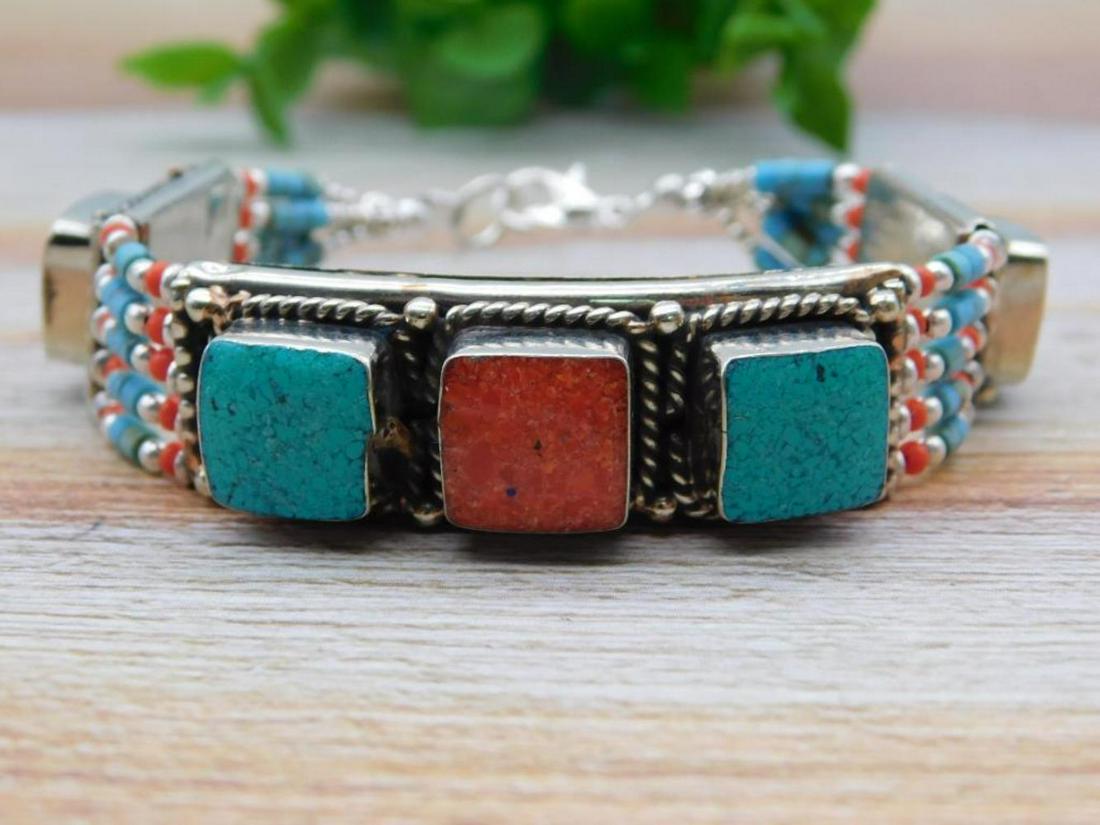 TURQUOISE AND CARNELIAN BRACELET ROCK STONE LAPIDARY SPECIMEN: TURQUOISE AND CARNELIAN BRACELET ROCK STONE LAPIDARY SPECIMEN