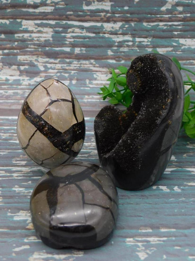 SEPTARIAN SET OF 3 ROCK STONE LAPIDARY SPECIMEN (1 of 2)