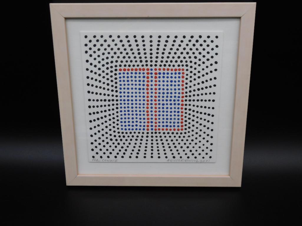 RICHARD ANUSZKIEWICZ OP ART 2001 FRAMED CARD VINTAGE ANTIQUE (1 of 3)
