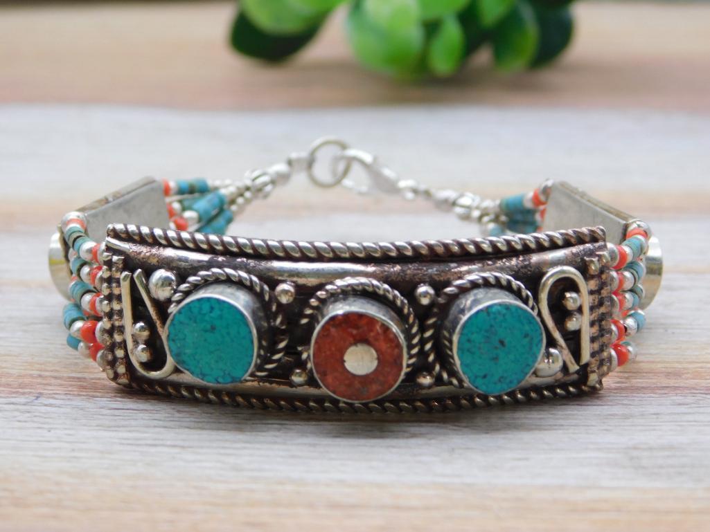TURQUOISE CARNELIAN BRACELET ROCK STONE LAPIDARY SPECIMEN: TURQUOISE CARNELIAN BRACELET ROCK STONE LAPIDARY SPECIMEN