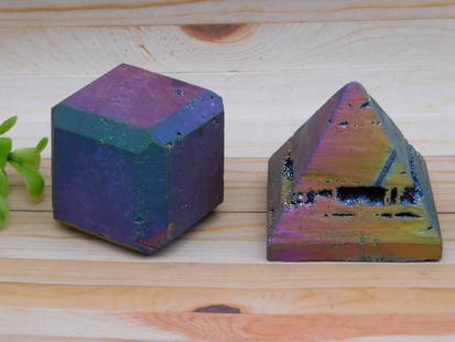 DRUZY TITANIUM CUBE AND PYRAMID ROCK STONE LAPIDARY SPECIMEN: DRUZY TITANIUM CUBE AND PYRAMID ROCK STONE LAPIDARY SPECIMEN