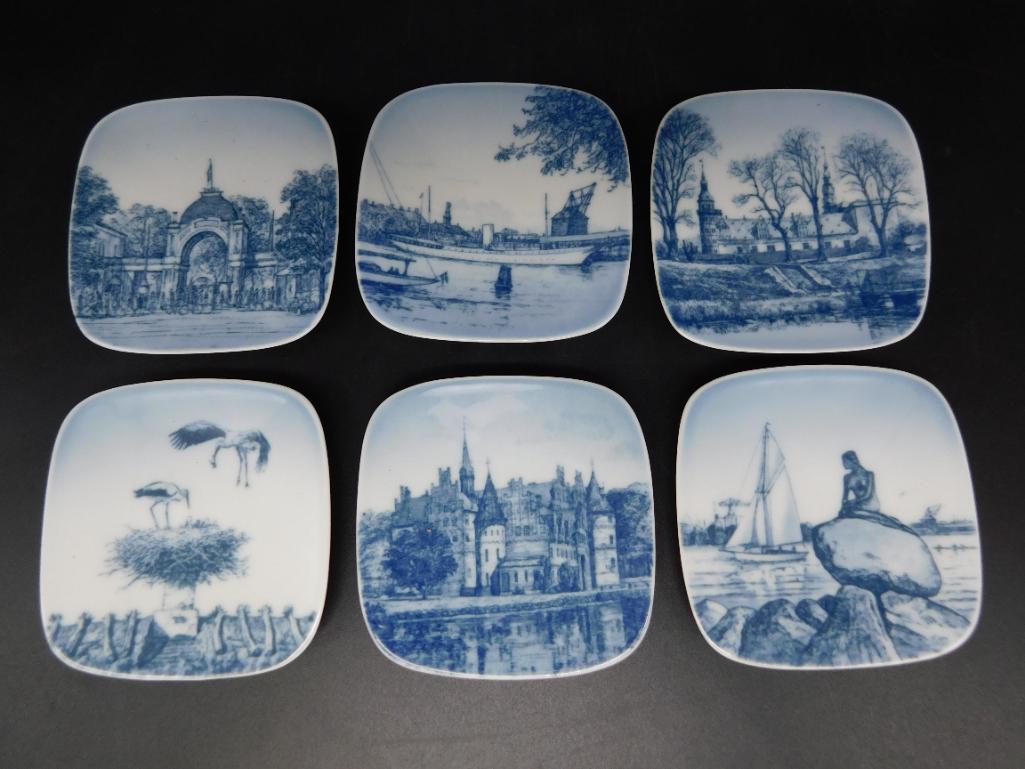 VINTAGE DENMARK PORCELAIN SAUCERS SET OF 6 ANTIQUE DISHWARE: VINTAGE DENMARK PORCELAIN SAUCERS SET OF 6 ANTIQUE DISHWARE