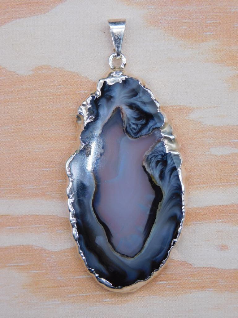AGATE SLICE PENDANT ROCK STONE LAPIDARY SPECIMEN (1 of 2)
