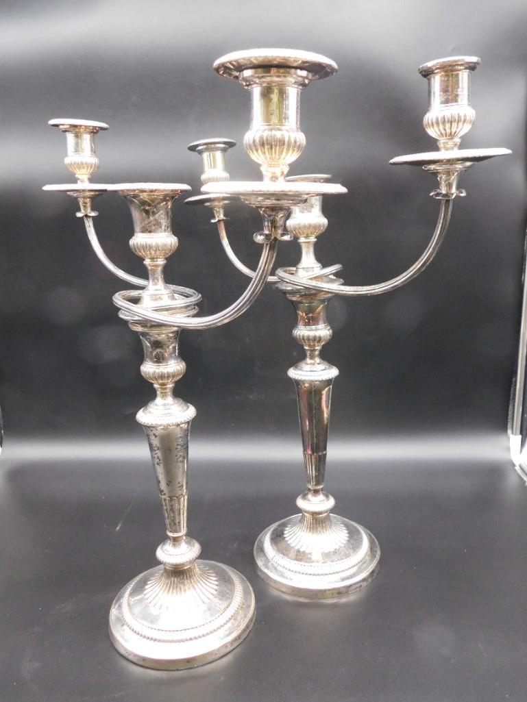 SILVER CANDELABRA SET OF 2 VINTAGE ANTIQUE: SILVER CANDELABRA SET OF 2 VINTAGE ANTIQUE