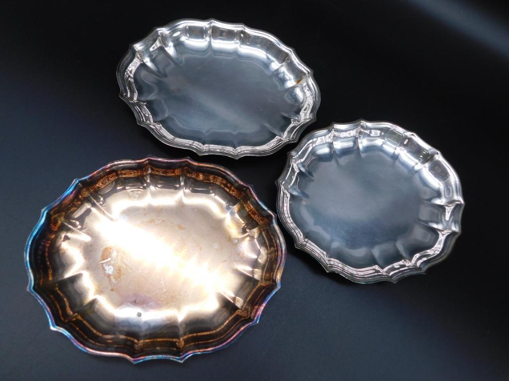 MIXED SILVER TRAYS VINTAGE ANTIQUE: MIXED SILVER TRAYS VINTAGE ANTIQUE