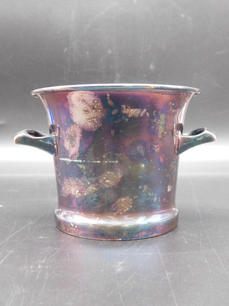 CRESCENT SILVER WINE COOLER BUCKET VINTAGE ANTIQUE: CRESCENT SILVER WINE COOLER BUCKET VINTAGE ANTIQUE