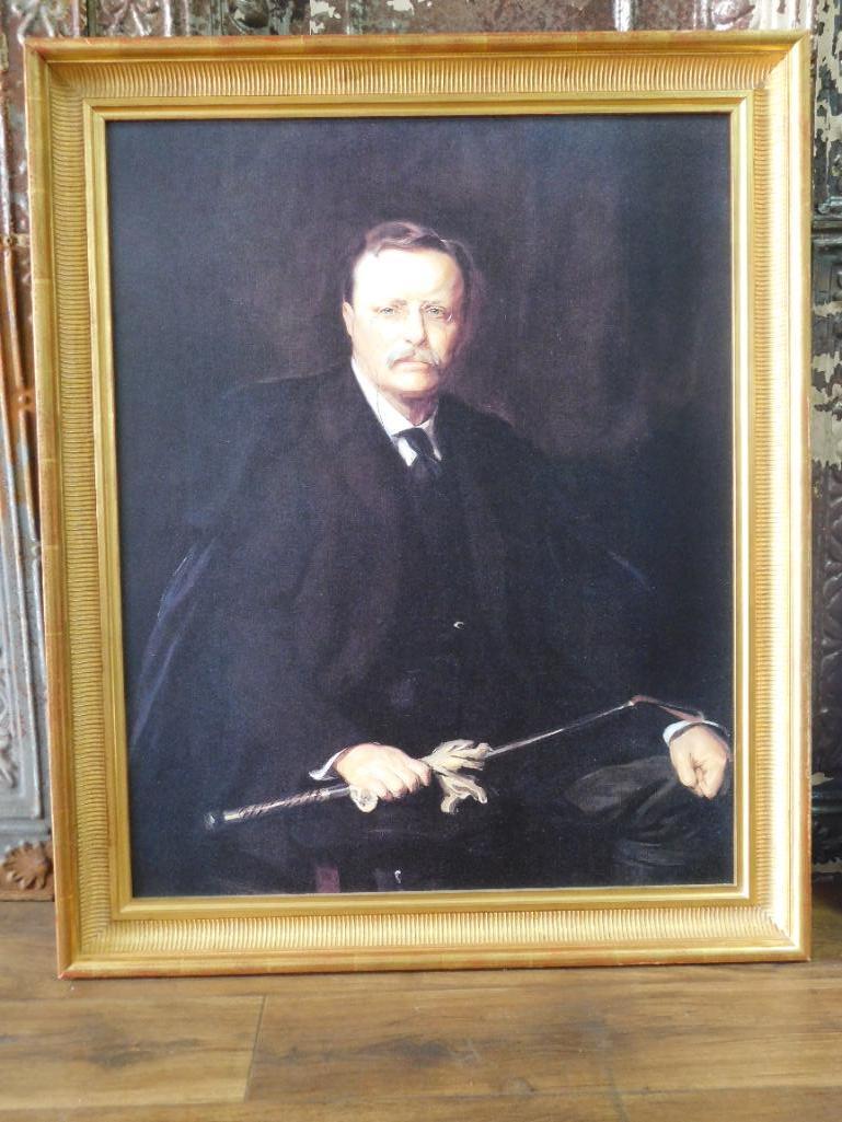 FRAMED THEODORE ROOSEVELT PORTRAIT VINTAGE ANTIQUE (1 of 8)
