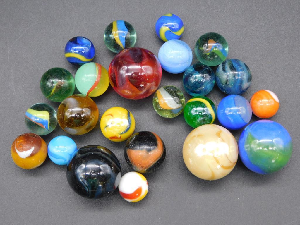 LARGE MARBLE LOT VINTAGE ANTIQUE: LARGE MARBLE LOT VINTAGE ANTIQUE