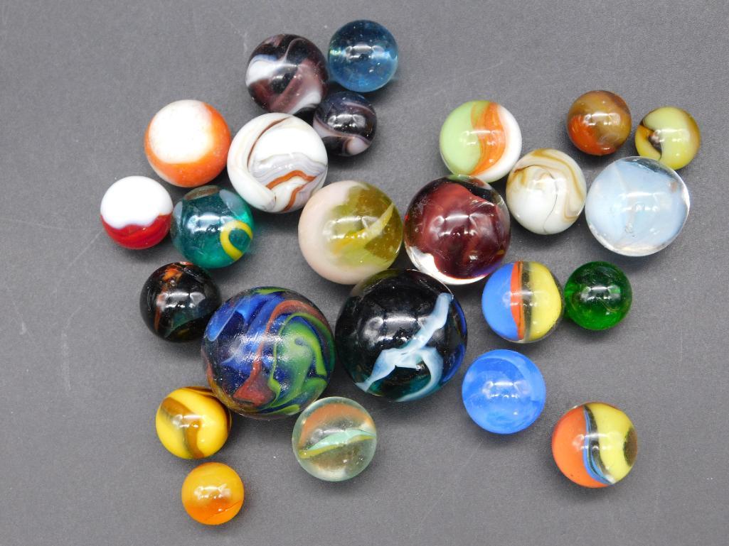 LARGE MARBLE LOT VINTAGE ANTIQUE: LARGE MARBLE LOT VINTAGE ANTIQUE