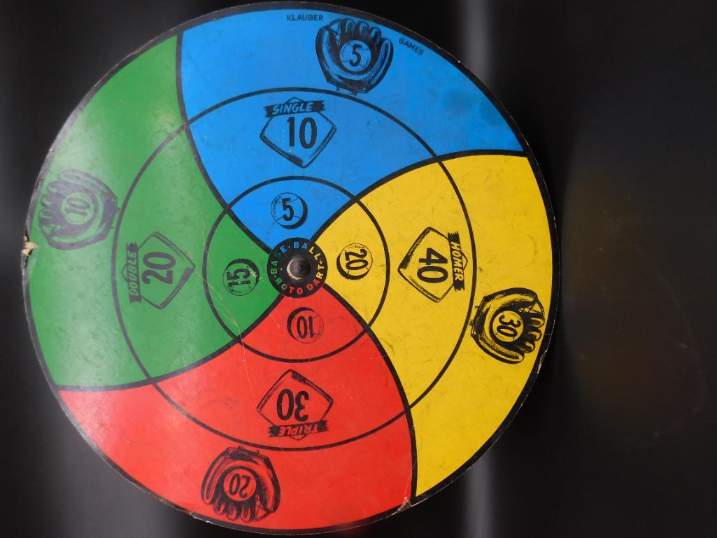 KLAUBER GAMES BASEBALL ROTO DART BOARD REVOLVING TARGET GAME VINTAGE ANTIQUE (1 of 3)