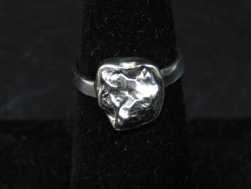 STERLING SILVER METEORITE CAMPO DEL CIELO RING VINTAGE ANTIQUE (1 of 3)