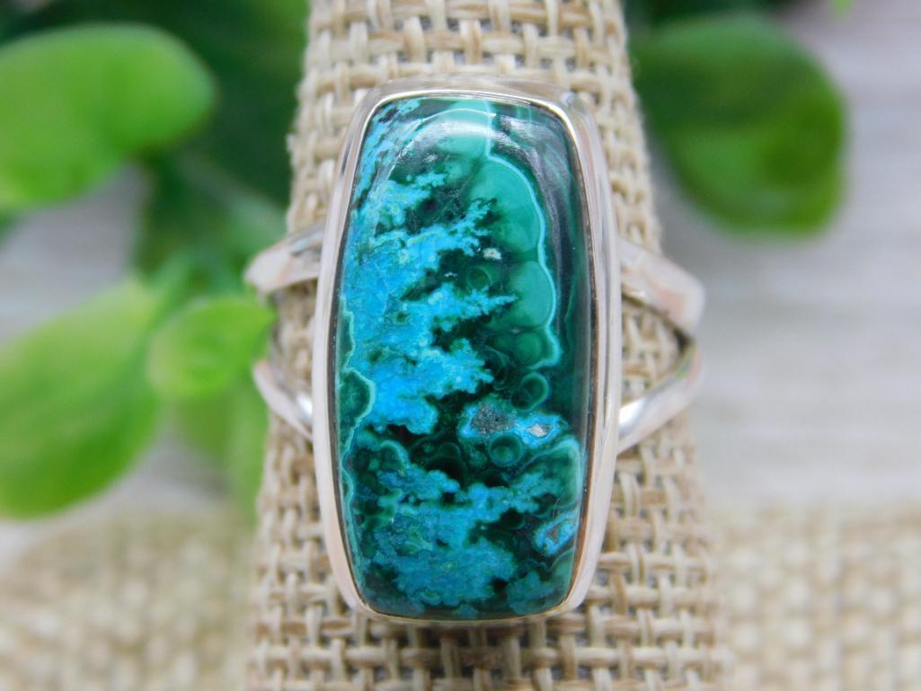 STERLING SILVER CHRYSOCOLLA RING ROCK STONE LAPIDARY SPECIMEN (1 of 3)