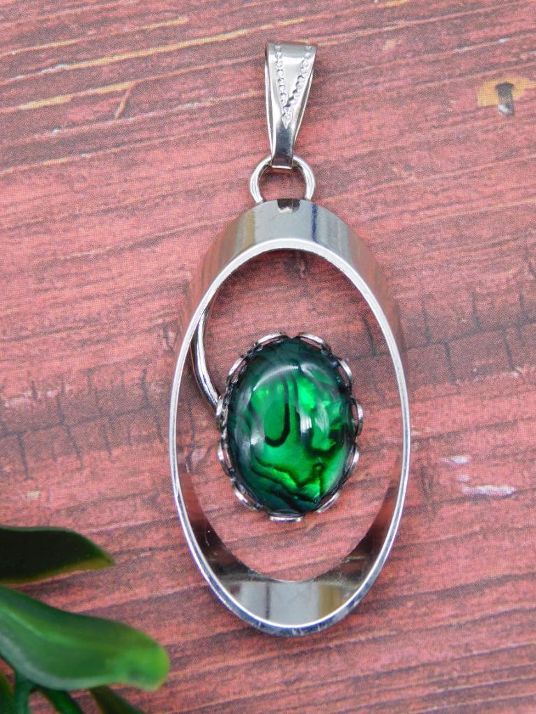 ABALONE STONE PENDANT ROCK STONE LAPIDARY SPECIMEN (1 of 2)