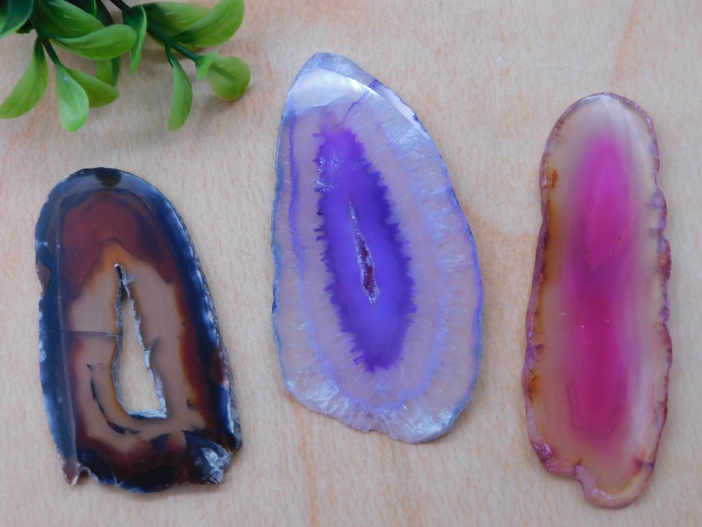 AGATE SLICES ROCK STONE LAPIDARY SPECIMEN (1 of 2)