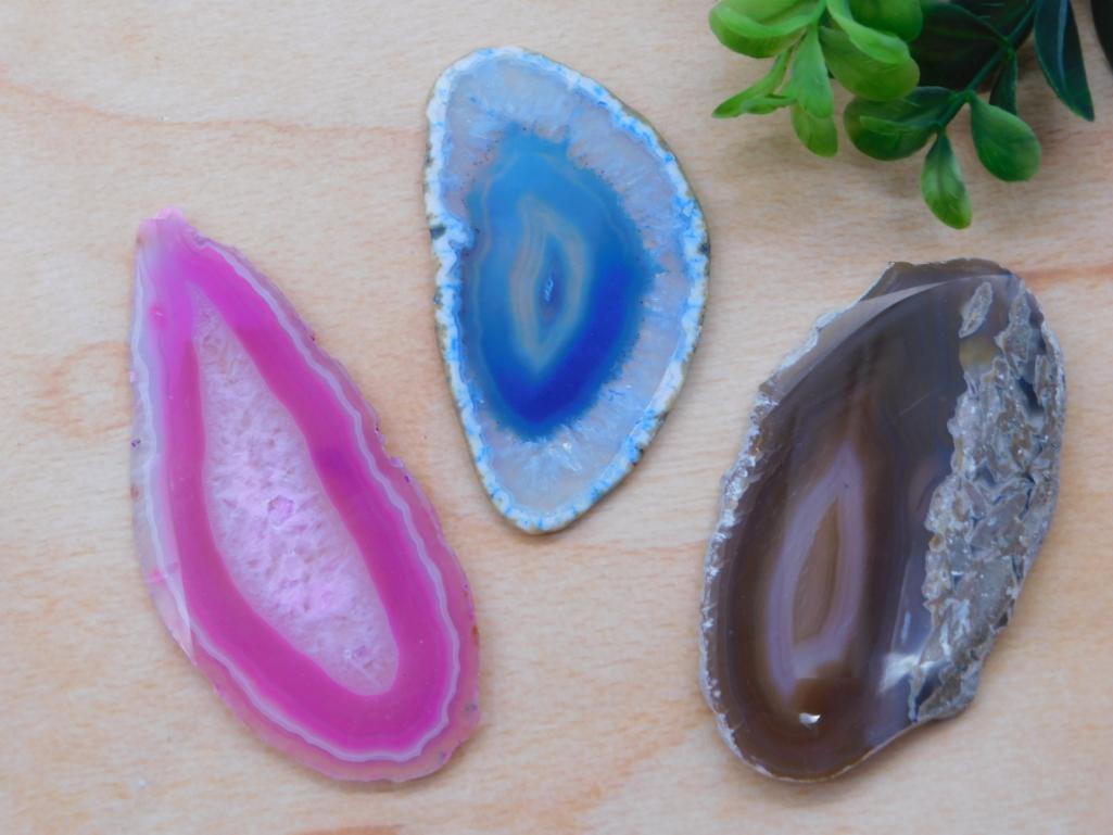 AGATE SLICES ROCK STONE LAPIDARY SPECIMEN (1 of 2)