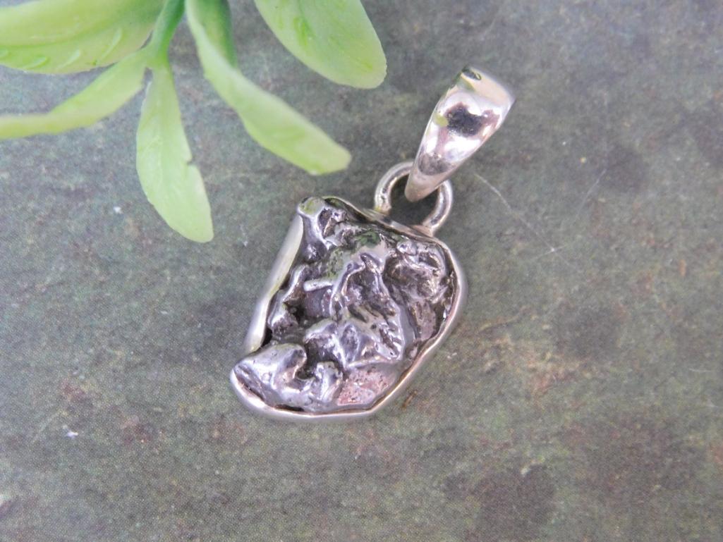 STERLING SILVER METEORITE PENDANT ROCK STONE LAPIDARY SPECIMEN (1 of 2)