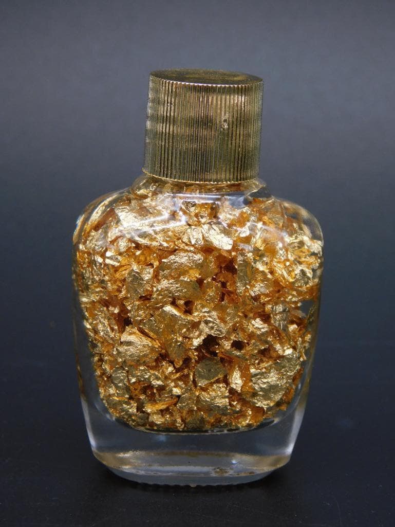 GOLD FLAKES IN BOTTLE VINTAGE ANTIQUE (1 of 2)
