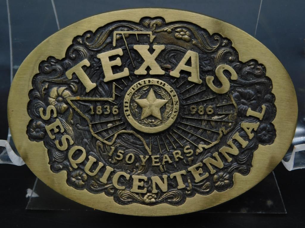 TEXAS SESQUICENTENNIAL BRONZE BELT BUCKLE VINTAGE ANTIQUE: TEXAS SESQUICENTENNIAL BRONZE BELT BUCKLE VINTAGE ANTIQUE