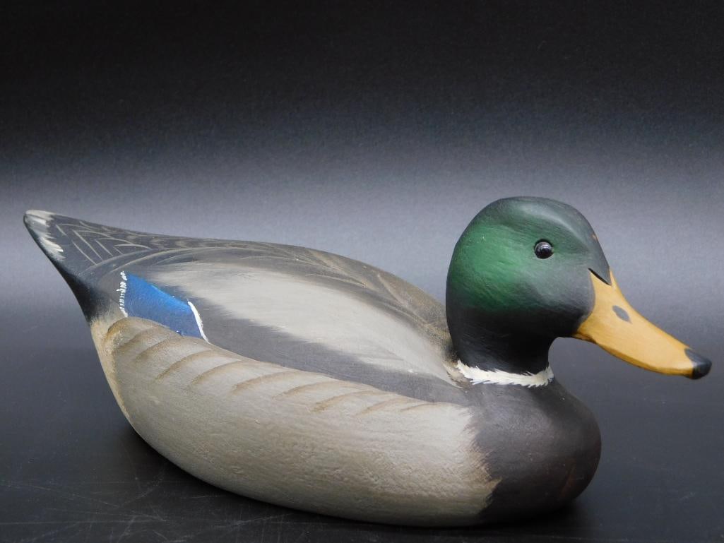DAN BROWN ARTIST SIGNED 1971 HAND MADE WOODEN DUCK DECOY GAME, HUNTING, FISHING, ADVERTISING, (1 of 4)