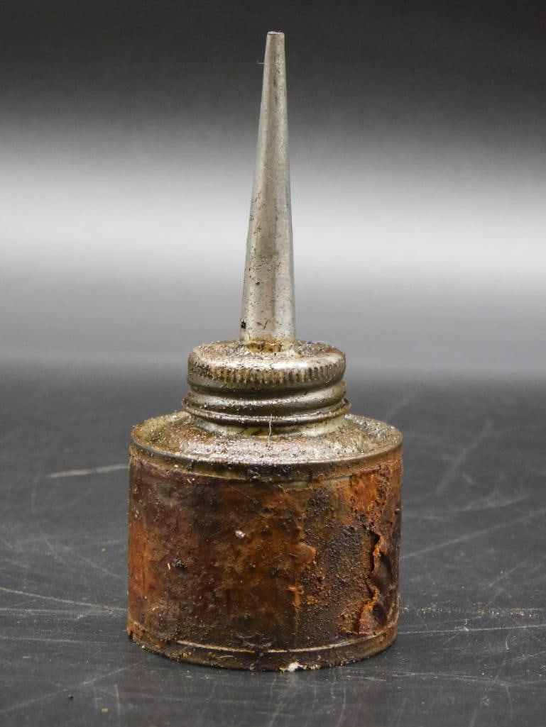 STRAIGHT SPOUT OIL CAN ADVERTISING VINTAGE ANTIQUE: STRAIGHT SPOUT OIL CAN ADVERTISING VINTAGE ANTIQUE