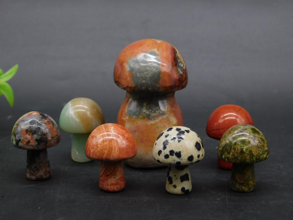 STONE MUSHROOMS ROCK STONE LAPIDARY SPECIMEN (1 of 2)