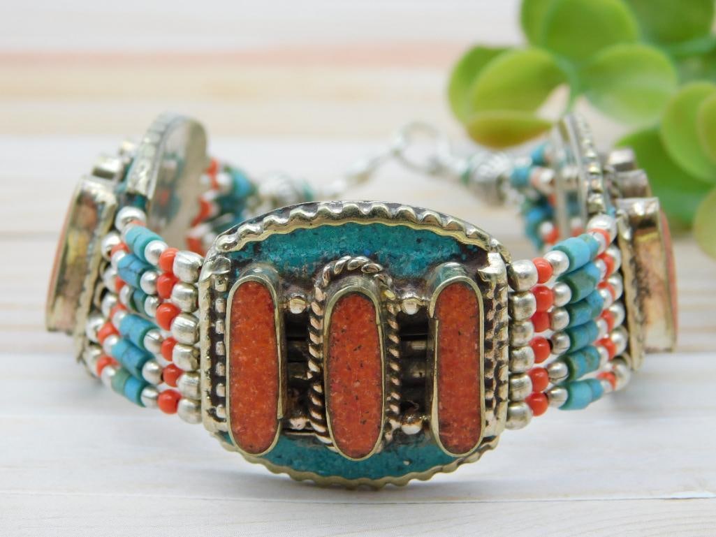 CARNELIAN AND TURQUOISE BRACELET ROCK STONE LAPIDARY SPECIMEN: CARNELIAN AND TURQUOISE BRACELET ROCK STONE LAPIDARY SPECIMEN