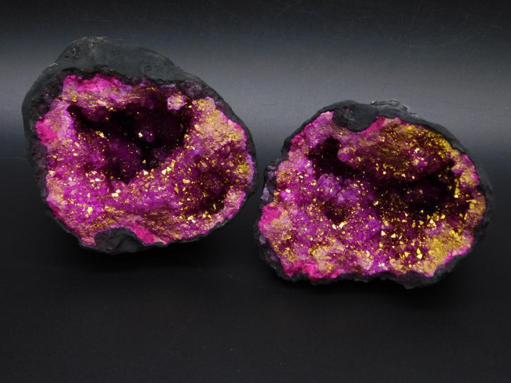 PINK AND GOLD GEODE ROCK STONE LAPIDARY SPECIMEN (1 of 2)