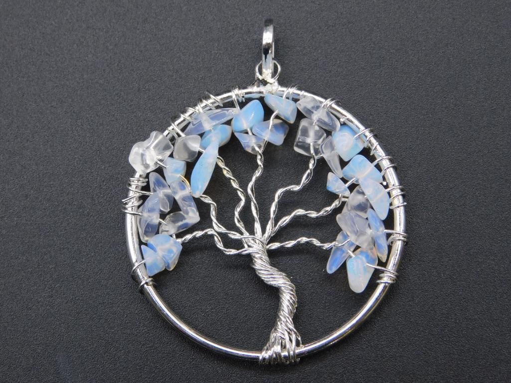 OPALITE TREE OF LIFE PENDANT ROCK STONE LAPIDARY SPECIMEN: OPALITE TREE OF LIFE PENDANT ROCK STONE LAPIDARY SPECIMEN