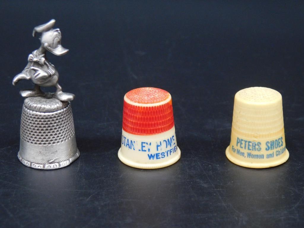 ANTIQUE ADVERTISING THIMBLES LOT OF 3: ANTIQUE ADVERTISING THIMBLES LOT OF 3