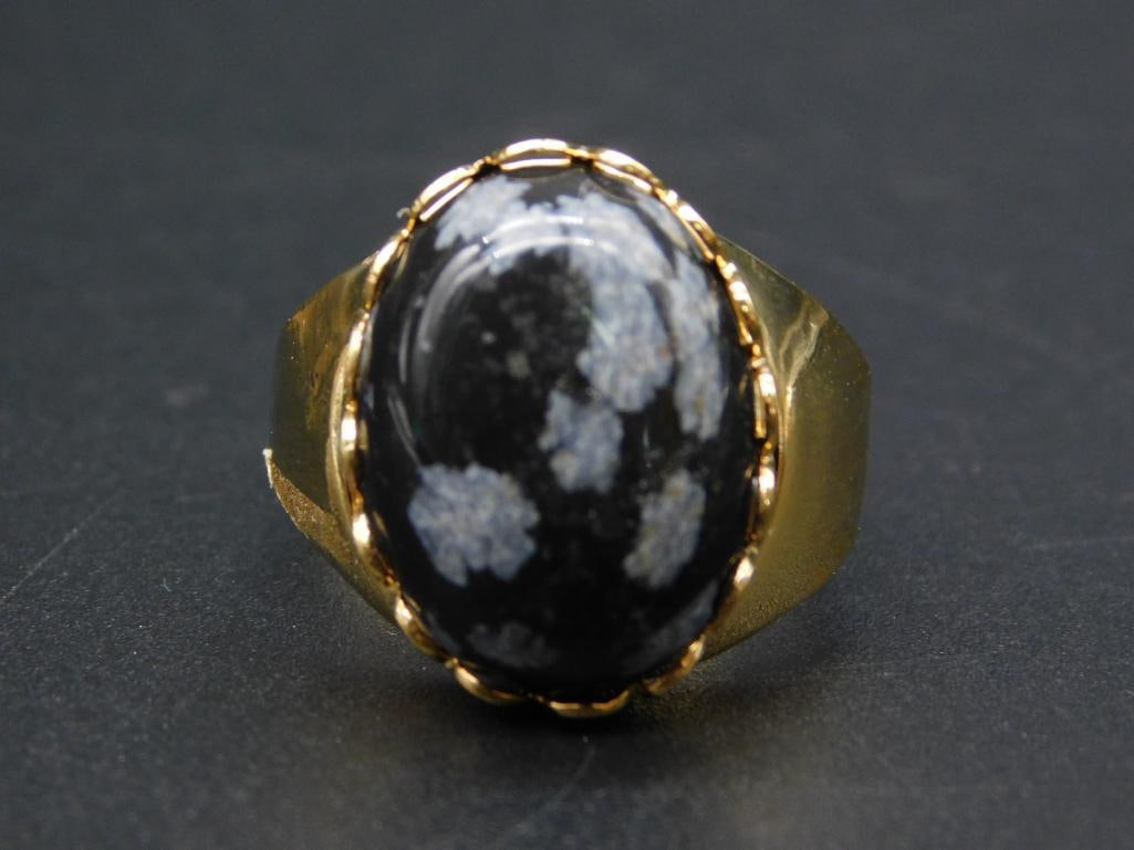 SNOWFLAKE OBSIDIAN RING VINTAGE ANTIQUE: SNOWFLAKE OBSIDIAN RING VINTAGE ANTIQUE