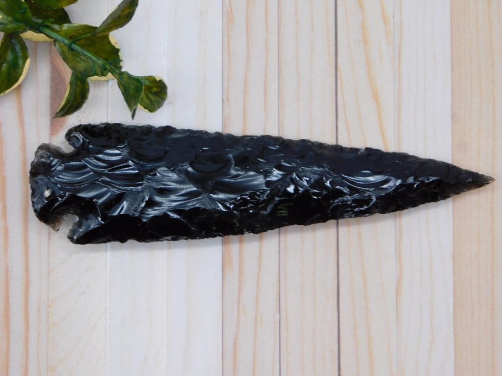 5 INCH HAND KNAPPED OBSIDIAN ARTIFACT TOOLS ROCK STONE LAPIDARY SPECIMEN (1 of 2)