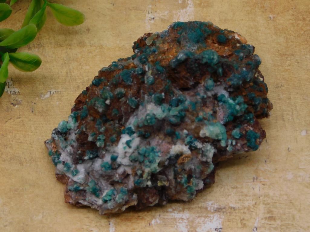 GREEN ROSALITE ON CALCITE ROCK STONE LAPIDARY SPECIMEN (1 of 2)