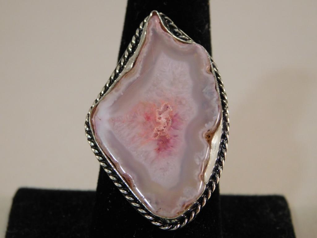 DRUZY STERLING SILVER RING ROCK STONE LAPIDARY SPECIMEN (1 of 3)