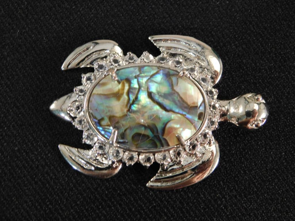 ABALONE SEA TURTLE BROOCH ROCK STONE LAPIDARY SPECIMEN (1 of 2)