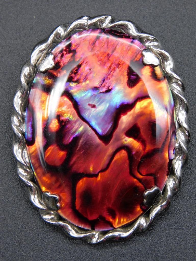 ABALONE BROOCH ROCK STONE LAPIDARY SPECIMEN (1 of 3)