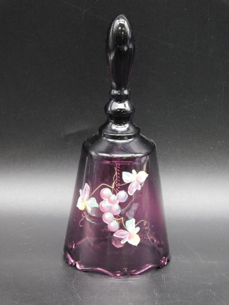 FENTON PINK CRANBERRY HANDPAINTED GLASS BELL VINTAGE ANTIQUE (1 of 3)