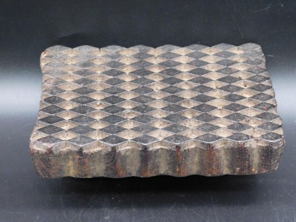 CHECKERBOARD FABRIC STAMP VINTAGE ANTIQUE: CHECKERBOARD FABRIC STAMP VINTAGE ANTIQUE
