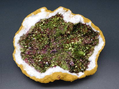 PURPLE AND GOLD GEODE ROCK STONE LAPIDARY SPECIMEN: PURPLE AND GOLD GEODE ROCK STONE LAPIDARY SPECIMEN