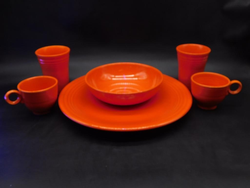 ORANGE DISH SET VINTAGE ANTIQUE (1 of 5)