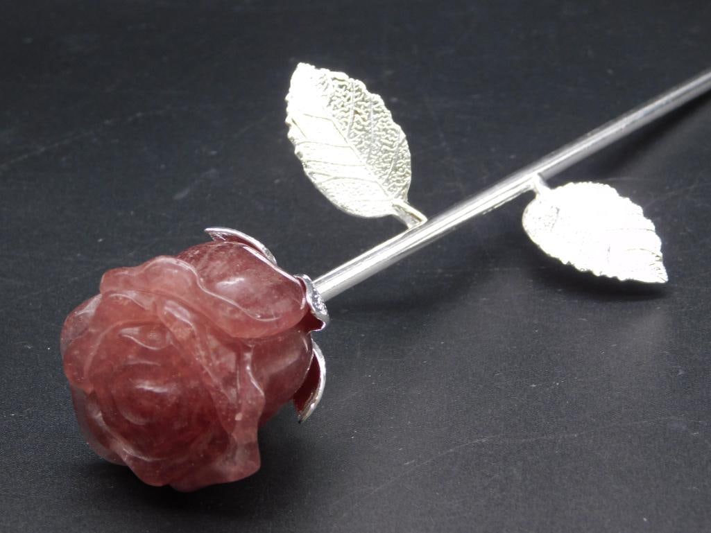 STRAWBERRY QUARTZ ROSE ROCK STONE LAPIDARY SPECIMEN (1 of 3)